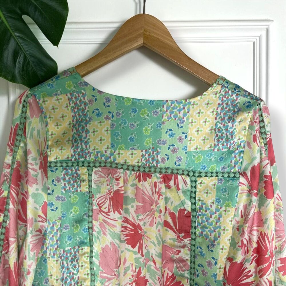 Fate Boho Pastel Patchwork Floral Blouse - Picture 8 of 11